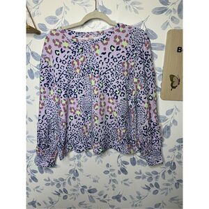 Wvvy Cheetah Print Long Sleeve Blouse Size M
